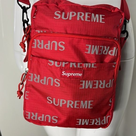 Supreme Red Nylon Cordura Triple Compartment Adjustable Crossbody Bag - Picture 3 of 11